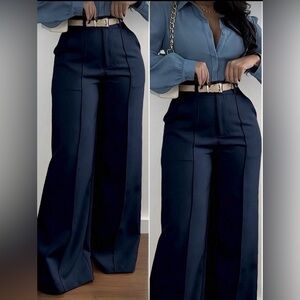 SHEIN Navy Wide-Leg Women's Pants